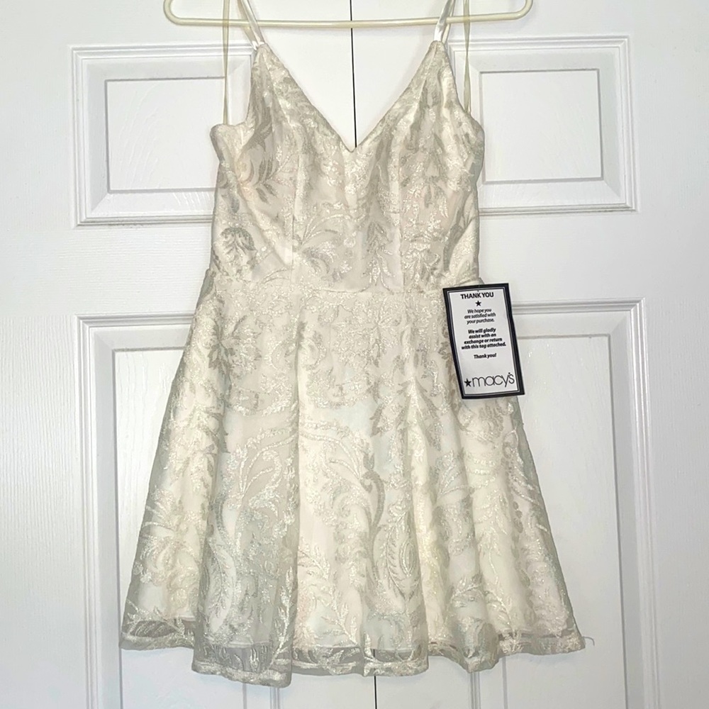 SPEECHLESS
Womens White Sheer Fit + Flare Dress